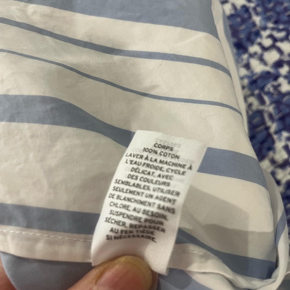 Nordstrom Signature Variegated Blue and White Striped Poplin Skirt with Pockets - Picture 9 of 9